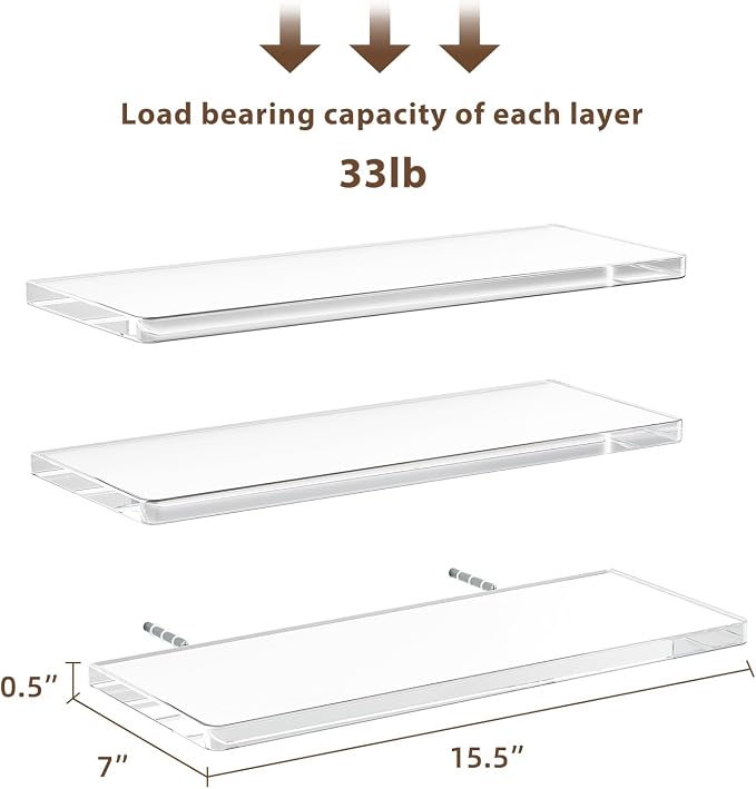 Acrylic Floating Shelves for Wall, Wall Mounted Shelf for Storage and Decor - Image 3
