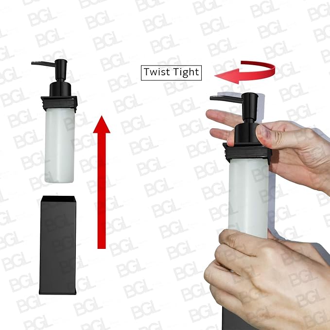 BGL Soap Dispenser Stainless Steel 304 Wall Mount Black Liquid and Soap - Image 5