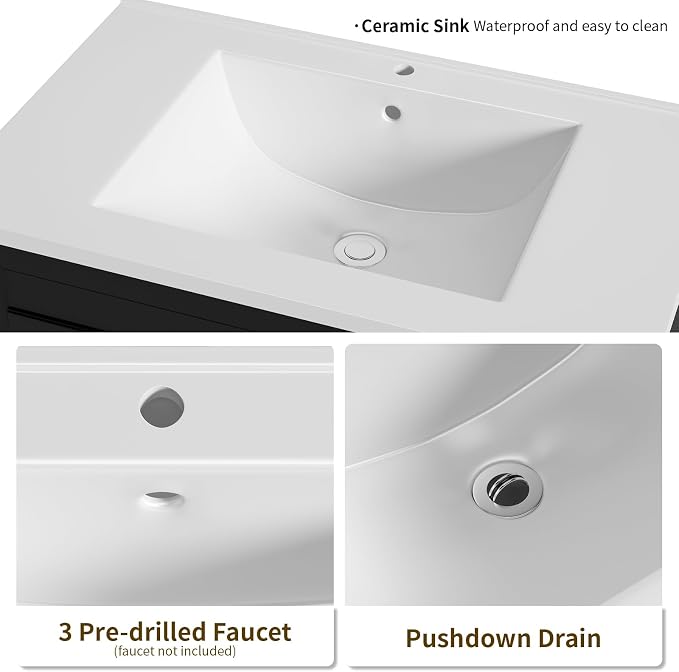 Bathroom Vanity with Sink Combo, 2 Drawers and Drain - Image 5