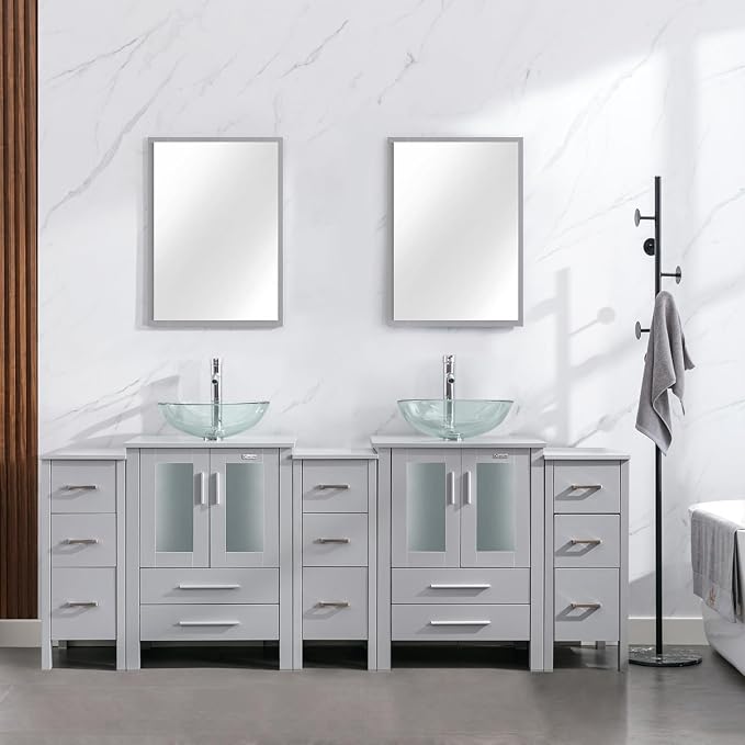 eclife 84" Modern Bathroom Vanity Sink Combo Freestanding Cabinet by eclife