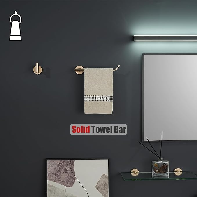 JQK Bathroom Hardware Set, 5-Piece Bath Accessories Set Champagne Bronze Wall - Image 9