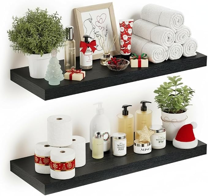 Vivelove Black Floating Shelves by VIVELOVE