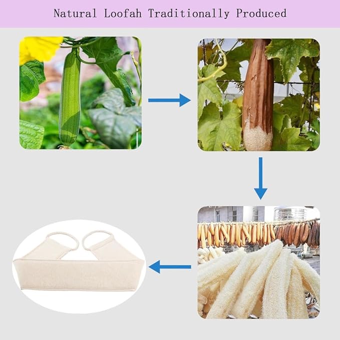 Natural Loofah Back Scrubber for Shower, Back exfoliator for Shower, luffa - Image 5