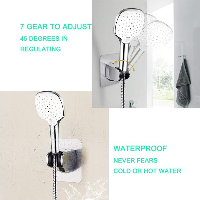 Strong Adhesive and Waterproof Shower Head Holder, Adjustable Handheld Shower - Image 9