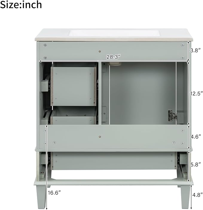 30" Bathroom Vanity, Modern Bathroom Cabinet - Image 8