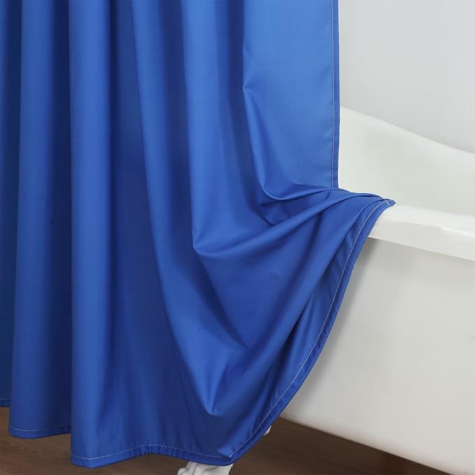 Long Fabric Shower Curtain, Royal Blue Microfiber Cloth Shower Curtains - Image 5