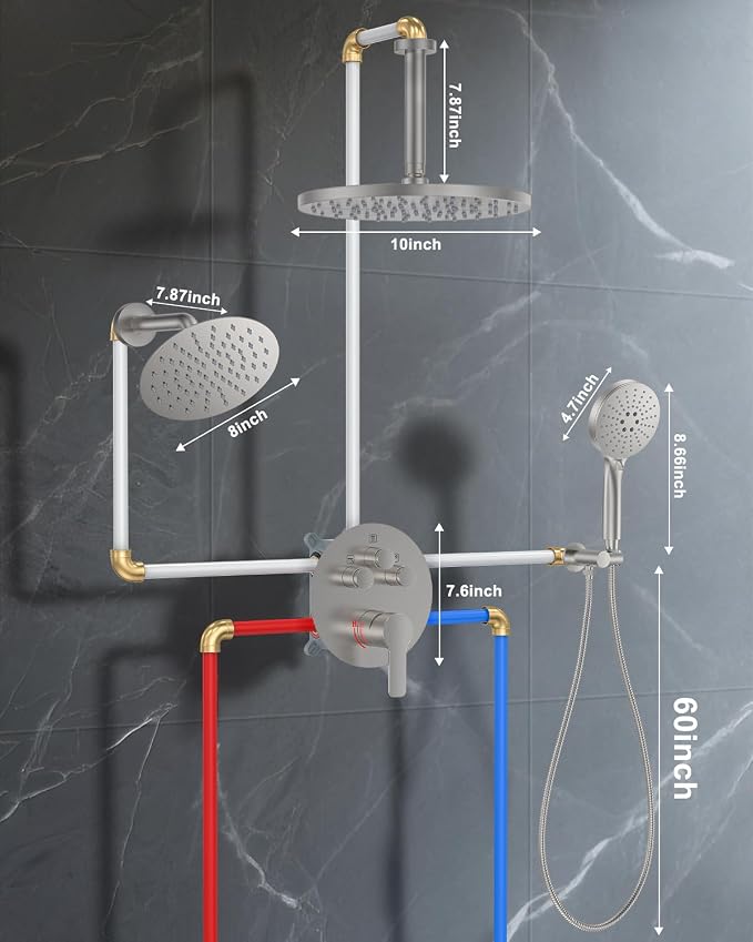 Shower System with Pressure Balance Valve, Brushed Nickel - Image 8