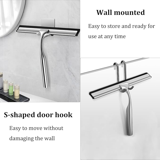 10-Inch Shower Squeegee for Glass Doors, Stainless Steel Shower Squeegee - Image 5