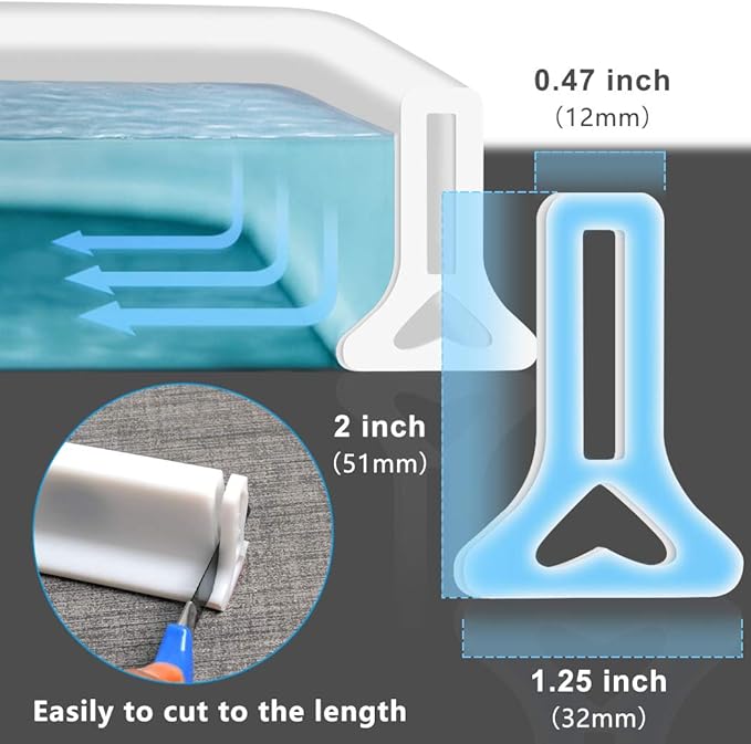 New Collapsible 67 Inch Shower Threshold Water Dam Collapsible Bath Shower - Image 3