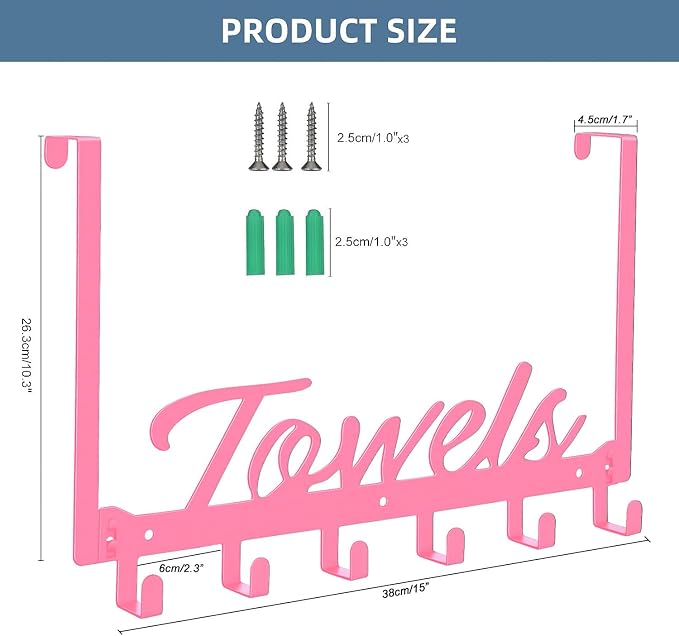 Over The Door Hooks, Towel Rack - Image 2