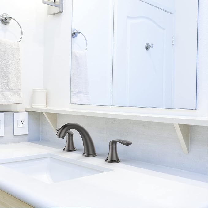 Bathroom Sink Faucet, Faucet for Bathroom Sink, Widespread Gun Grey Bathroom - Image 3