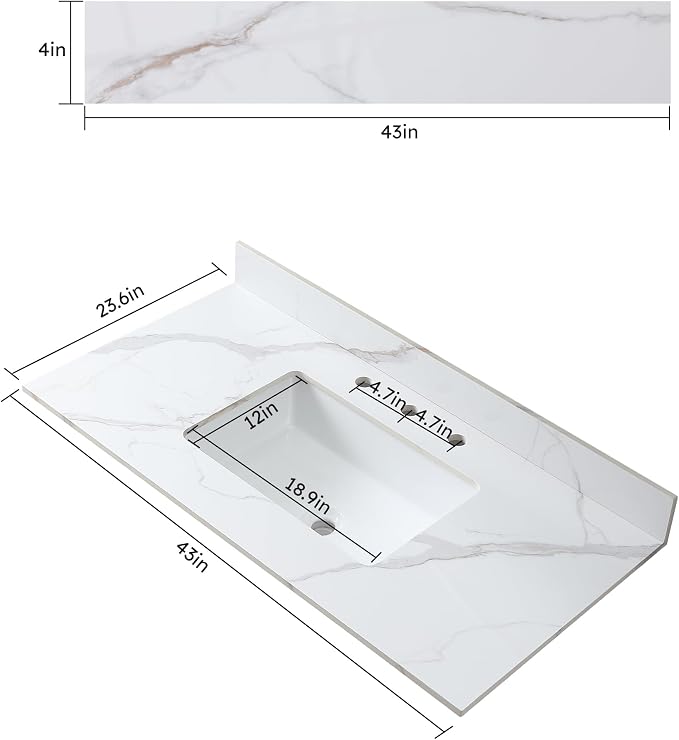 Montary 43"x 22" Bathroom Vanity Top - Image 8