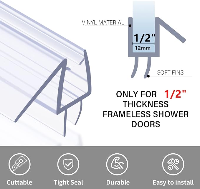 Shower Door Bottom Seal with Sweep 2Pack, to Stop Water Leaking - Image 3
