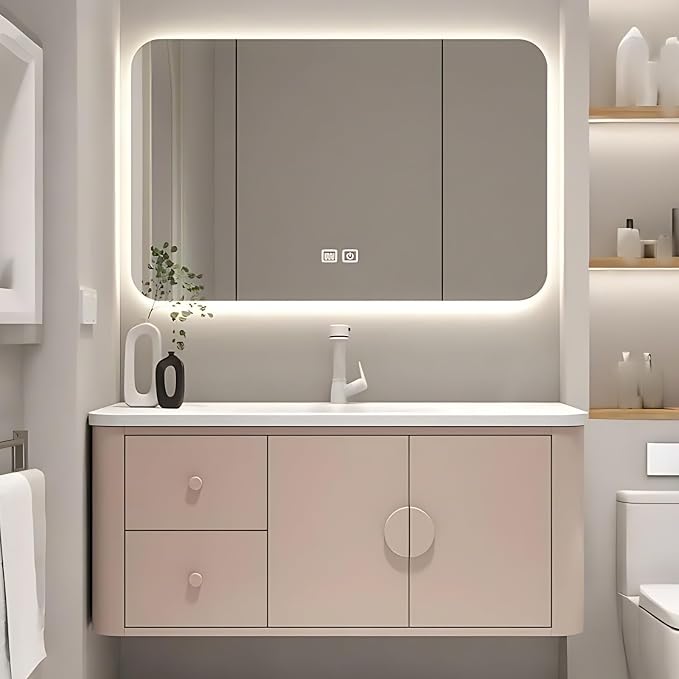 56IN Pink Modern Bathroom Vanity by NAIROLET