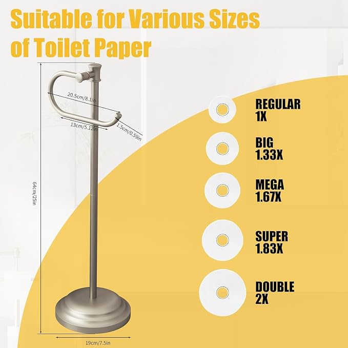 BESy Toilet Paper Holder Stand SUS 304 Free Standing Bathroom Tissue Holder - Image 9