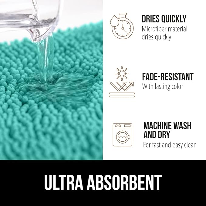 GORILLA GRIP Bath Rug Mat 30x20, Soft Absorbent Chenille, Quick Dry Microfiber - Image 4