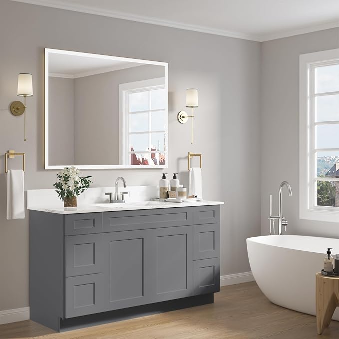 ROOMTEC 60'' Shaker Gray Bathroom Vanity Cabinet - Image 6