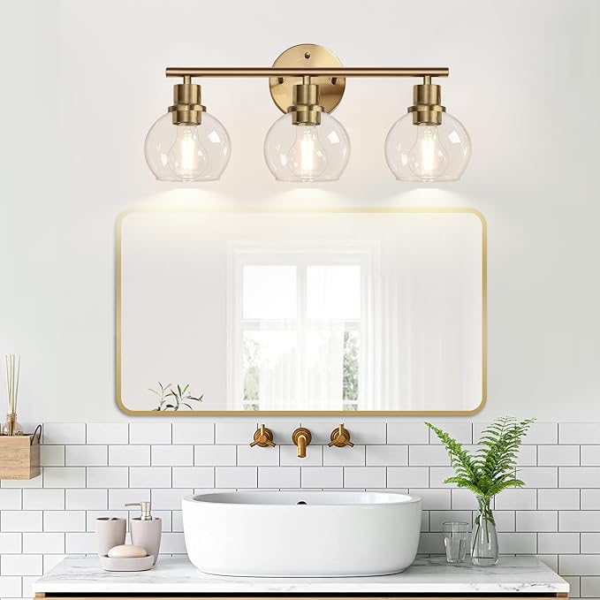 2025 Upgrade 3-Light Bathroom Light Fixtures, Brushed Brass Bathroom Lights - Image 7