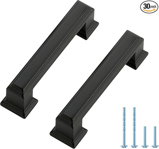 Ravinte Hardware 30 Pack Matte Black Cabinet Pulls, 3 Inch Hole Center Zinc by RavinteHardware