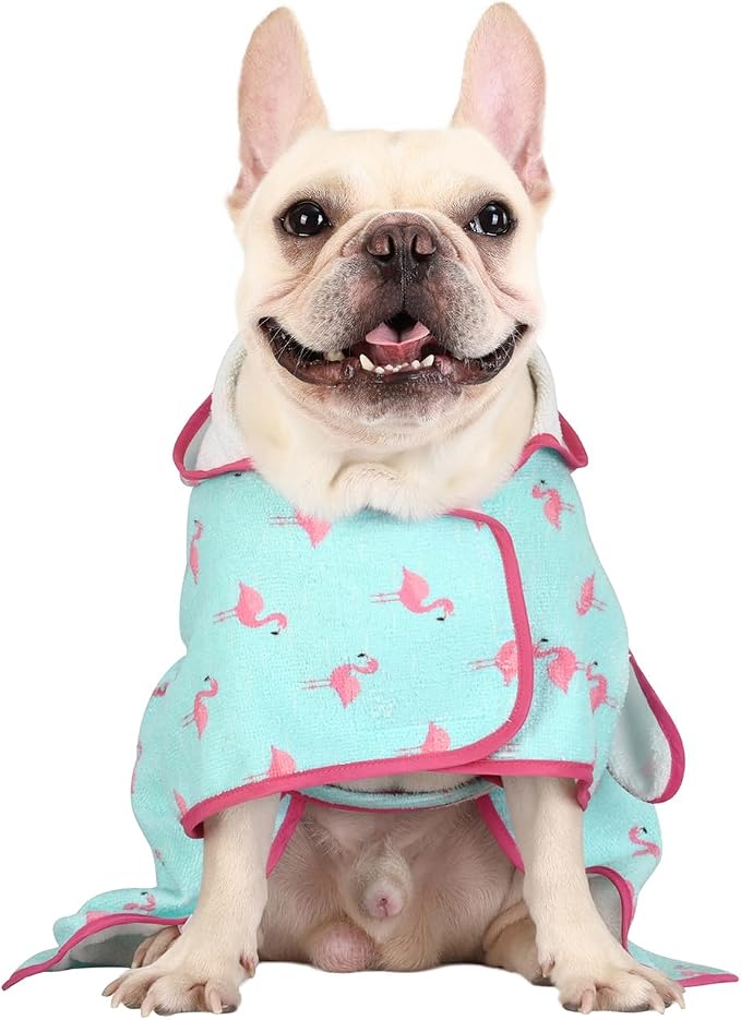 HDE Dog Bathrobe Super Absorbent Quick Drying Puppy Towel Wrap Coat Adjustable - Image 4
