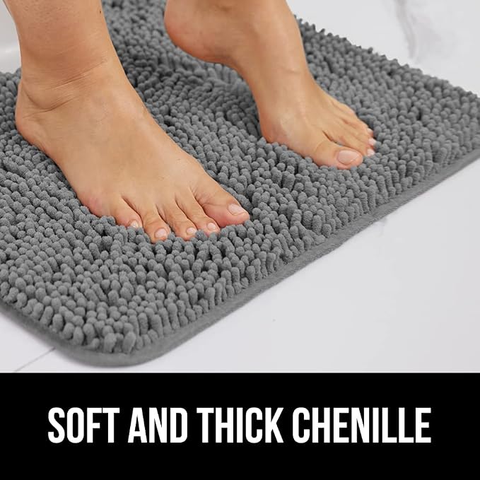 GORILLA GRIP Bath Rug Mat 48x17, Thick Soft Absorbent Chenille, Quick Dry - Image 3