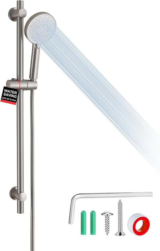Handheld Shower Head with Slide Bar, 2.5GPM High Pressure 3-Function Adjustable by RALANDA