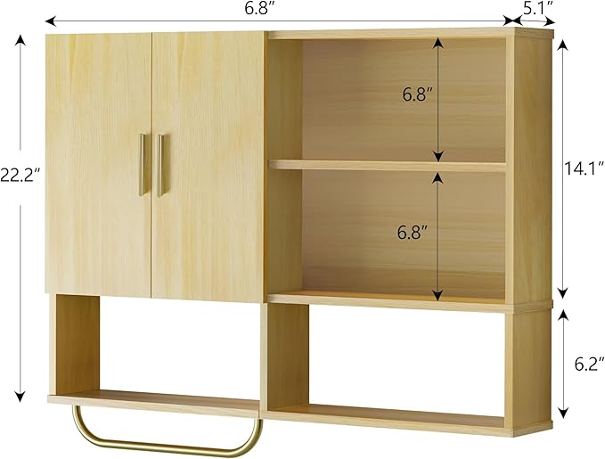 Bathroom Wall Cabinet Wood Large Wall Mounted Medicine Cabinet - Image 2