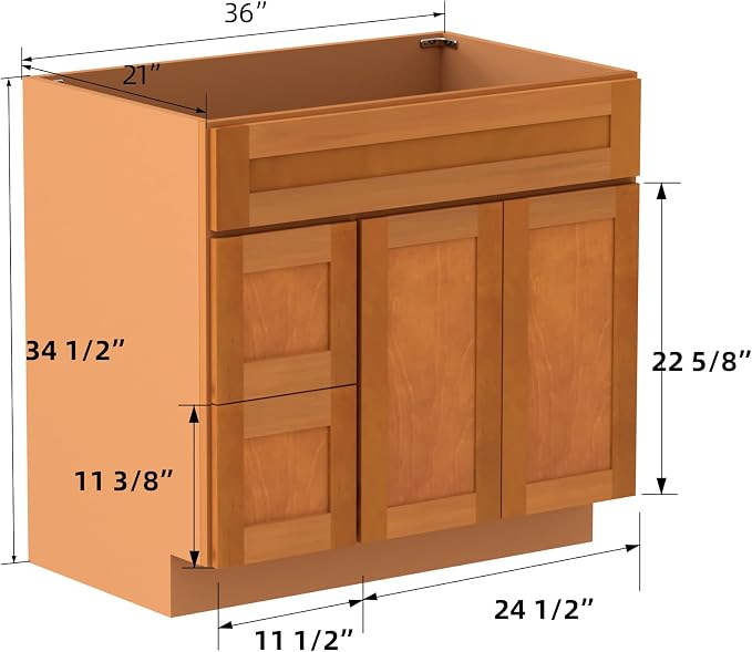 KitchenMan Bathroom Vanity 36 Inch Unassembled Sink Cabinet - Image 3