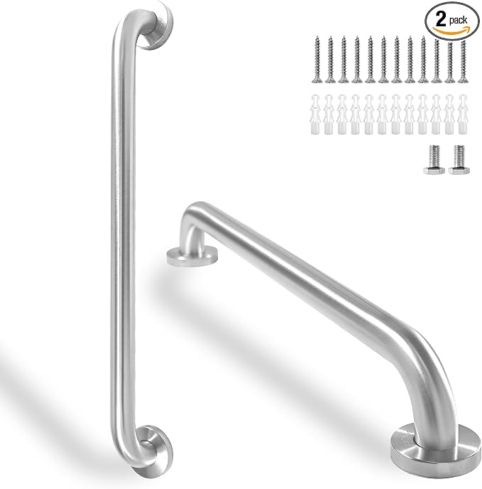 Shower Grab Bar, 2 Pack 24 Inch Brushed Nickel Bathroom Safety Bar, 1.25" by Rackickyer