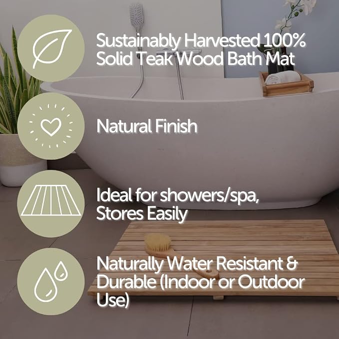 Nordic Style Premium Teak Shower + Bath Mat - Image 4