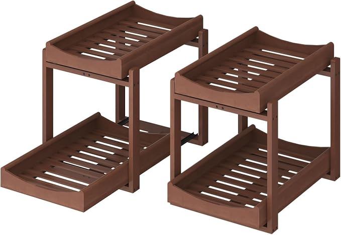 Bamboo Under Sink Organizer and Storage, 2 Pack Pull Out Cabinet Organization - Image 9