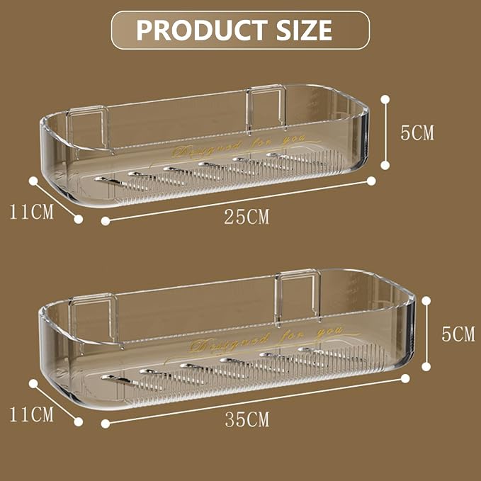 Acrylic Bathroom Shelves 2Pack, No Drilling Plastic Wall Shelf Organizer - Image 2