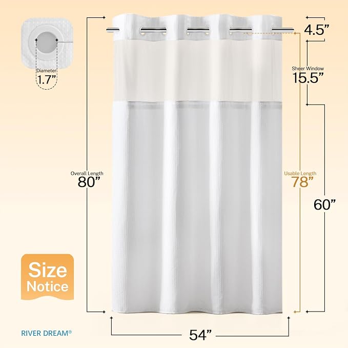 River Dream Stall Heavyweight No Hooks Required Dotted Waffle Weave Shower - Image 8