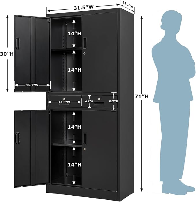 Metal Storage Cabinet, 71 Inch Tall Metal Storage Cabinet - Image 3