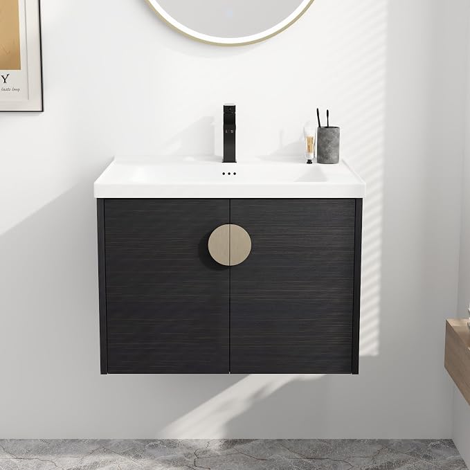 Generic 28 Inch Modern Black Bathroom Vanity by JENTORIA