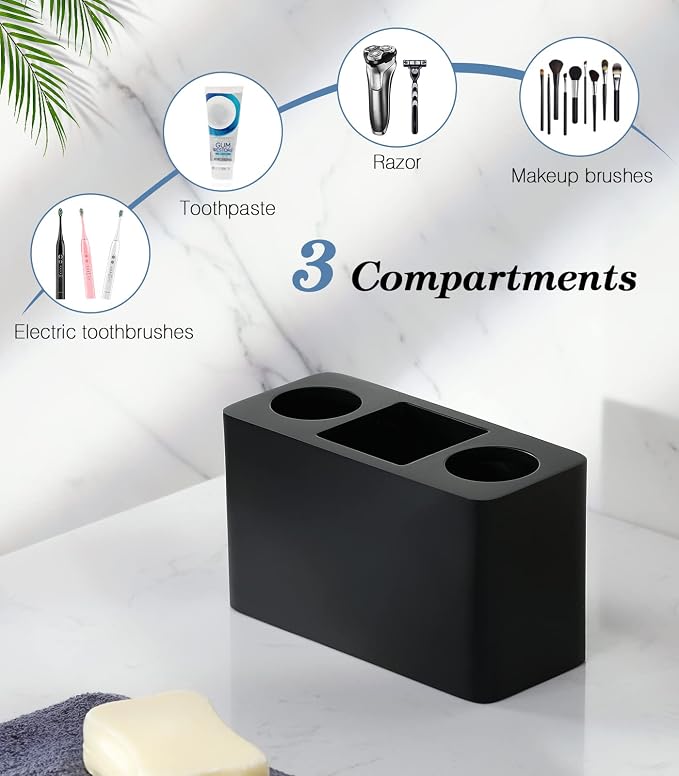 Luxspire Toothbrush Holder, 3 Slots Electric Toothbrush and Toothpaste Holder - Image 2