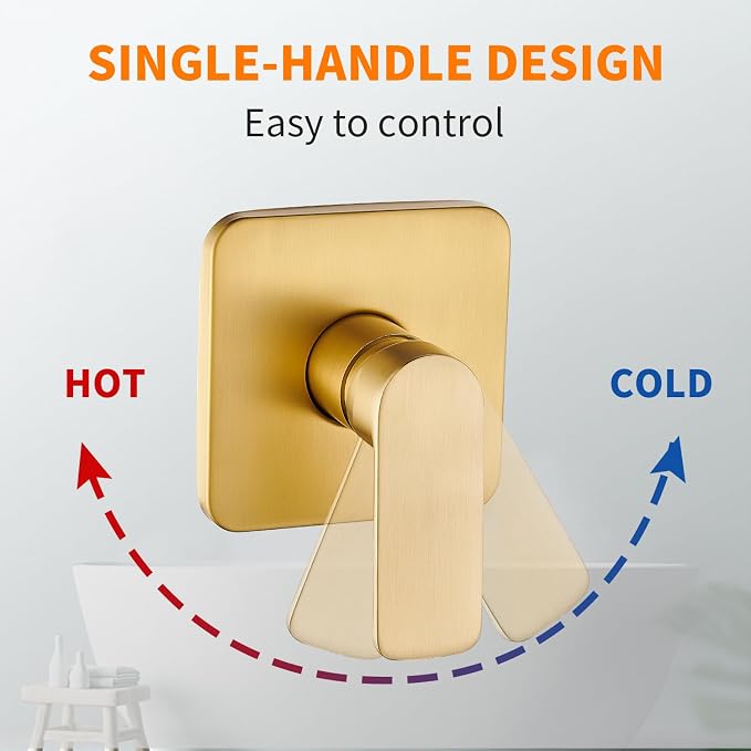 Brushed Gold Shower Faucet Single Function Trim Kit - Image 5