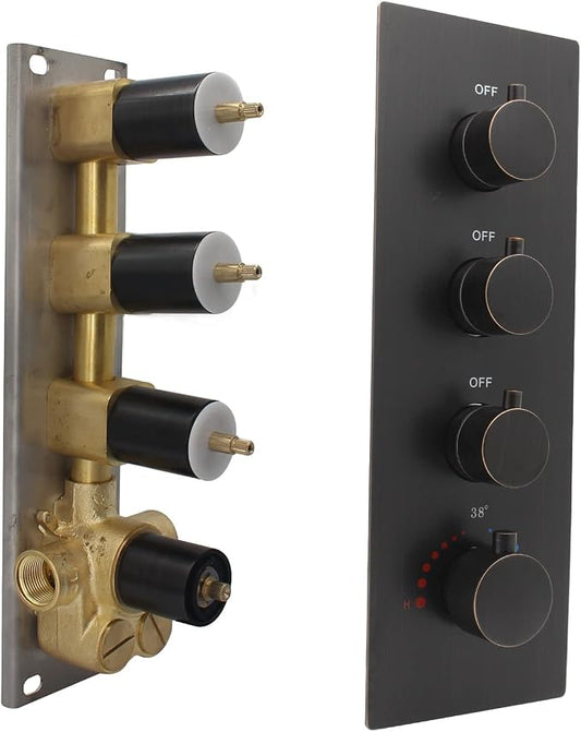 HOMEDEC Oil Rubbed Bronze 3 Way Shower Diverter Valve Brass Three Functions by HOMEDEC