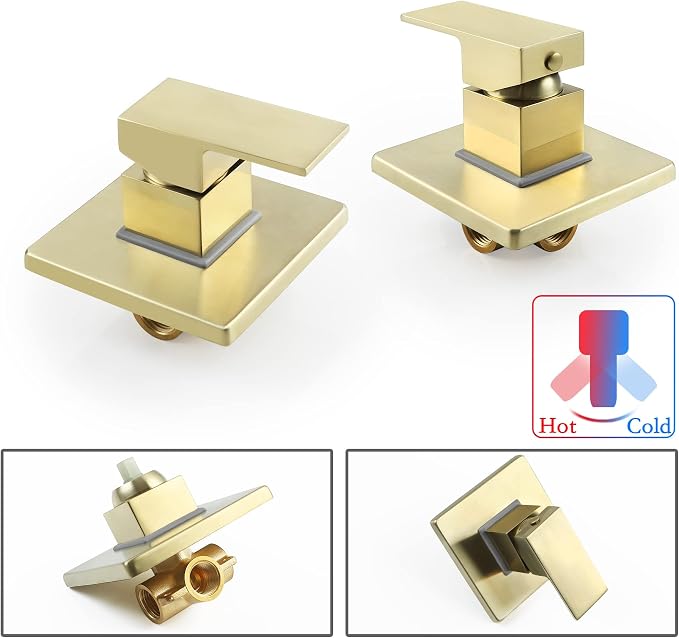 SKOWLL Shower Valve Kit Brushed Gold Shower Handle Valve Trim Kit, Wall Mount - Image 7