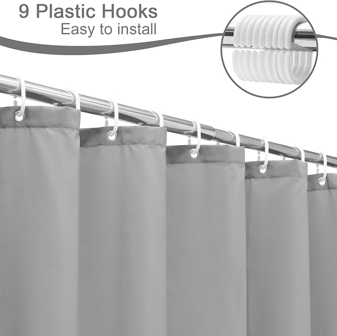 AooHome Light Grey Stall Size Bathroom Curtain - Image 6