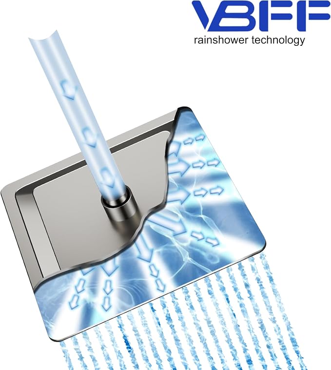 VBFF-Shower Head, rain shower head, 8 inch- Square Shower Head, 1.8 GPM Flow - Image 3