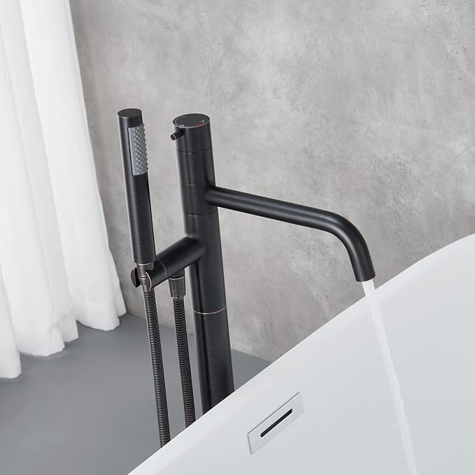 Freestanding Bathtub Faucet Floor Mount Tub Filler Oil Rubbed Bronze Brass - Image 8