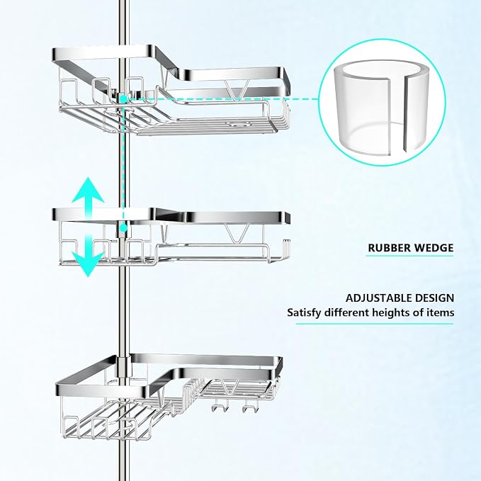 Corner Shower Caddy Tension Pole - Image 2