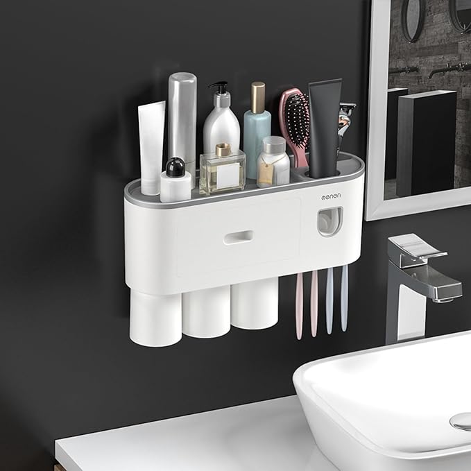 No-Drill Wall Mounted Toothbrush Holder, Bathroom Shelf, by Celsitudo