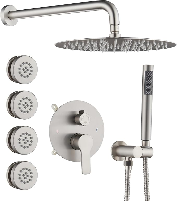 Iriber Brushed Nickel Round Rain Shower System by Iriber