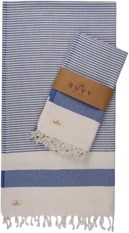 Ruvy Home Basics 2 Pack Turkish Beach Towels – Oversized Quick-Dry Bath Towels by RuvyHomeBasics