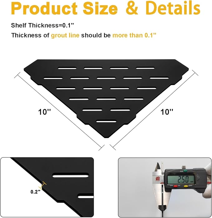 Recessed Corner Shower Shelf, Heavy Duty Shower Shelf, Grout in Bathroom Shelves - Image 2