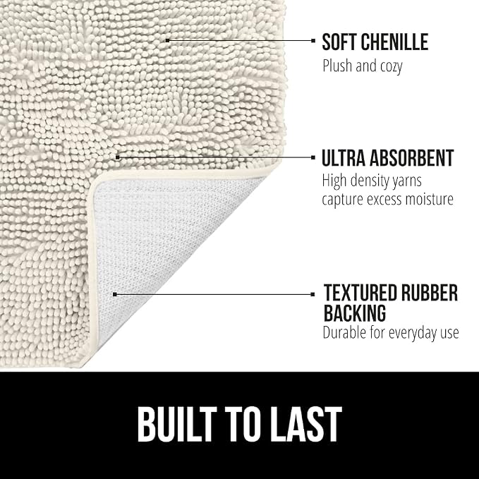 GORILLA GRIP Bath Rug Mat, Thick Soft Absorbent Chenille, Quick Dry Microfiber - Image 3