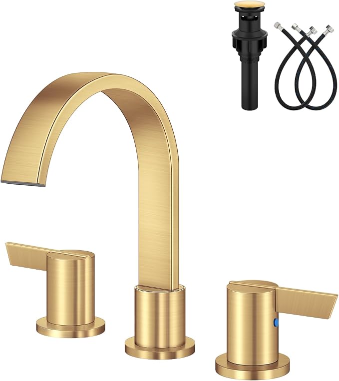 Aolemi Bathroom Faucets 3 Hole, 8 Inch Widespread Waterfall Bathroom Sink Faucet by Aolemi