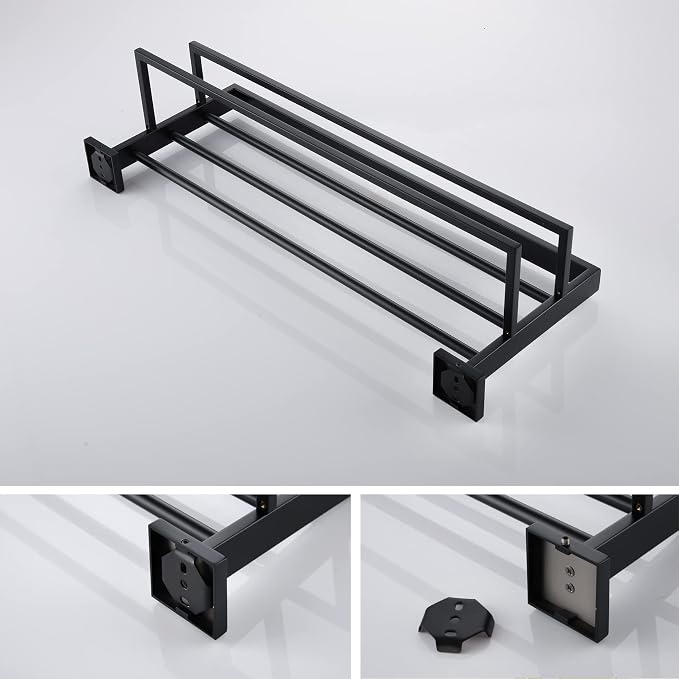 KOKOSIRI Black Towel Rack 20'' Bathroom Towel Shelf - Image 6